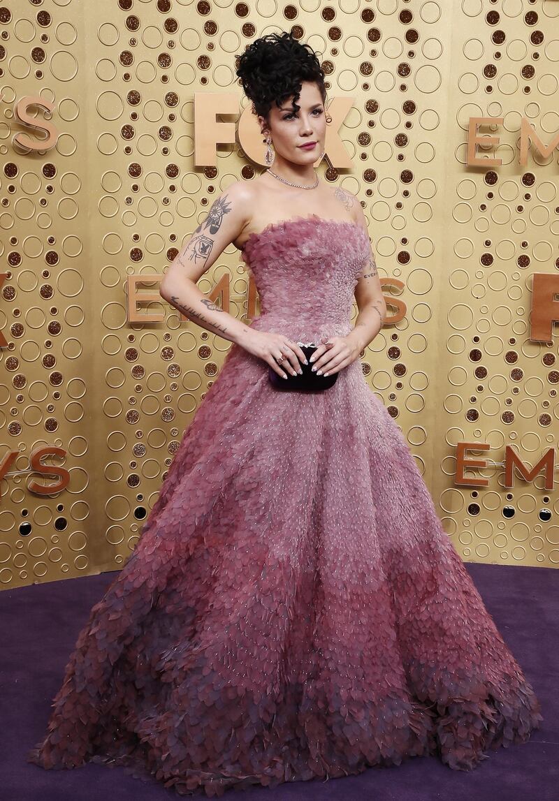 epa07862736 Halsey arrives for the 71st annual Primetime Emmy Awards ceremony held at the Microsoft Theater in Los Angeles, California, USA, 22 September 2019. The Primetime Emmys celebrate excellence in national primetime television broadcasting.  EPA-EFE/ETIENNE LAURENT