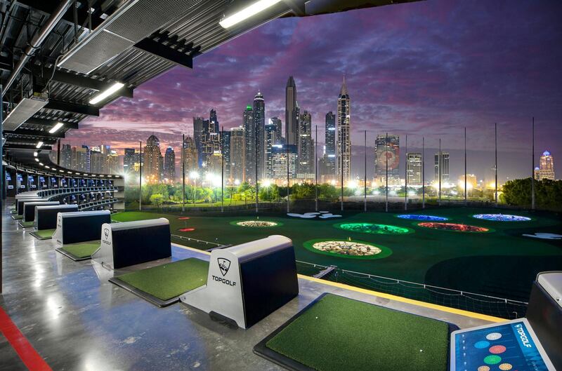 The venue boasts impressive views of Dubai Marina and Media City. Courtesy Topgolf