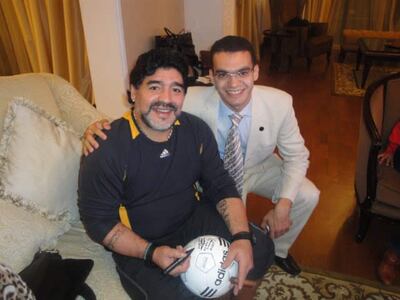 Diego Maradona with Mohamed El Naggar. Photo: Mohamed El Naggar