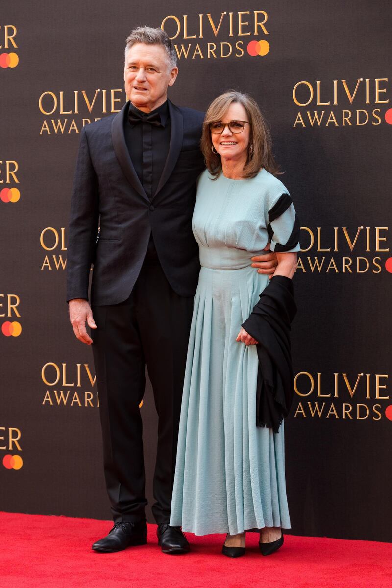 Bill Pullman, left, and Sally Field arrive at the Olivier Awards at the Royal Albert Hall on April 7, 2019. EPA