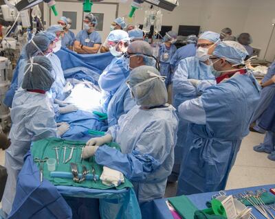 A team of medical specialists deliver the baby via Caesarean section at Cleveland Clinic Ohio. Courtesy Cleveland Clinic Ohio