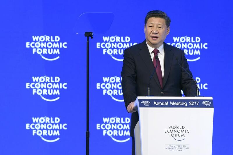 China’s President Xi Jinping delivers a speech during the first day of the World Economic Forum, on January 17, 2017 in Davos. Fabrice Coffrini / AFP