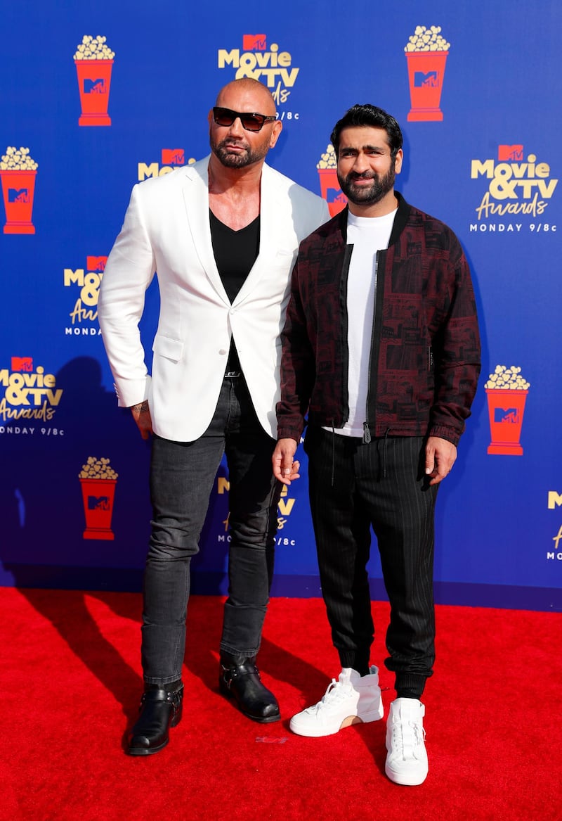 Dave Bautista and Kumail Nanjiani arriving at the 2019 MTV Movie & TV Awards. Reuters