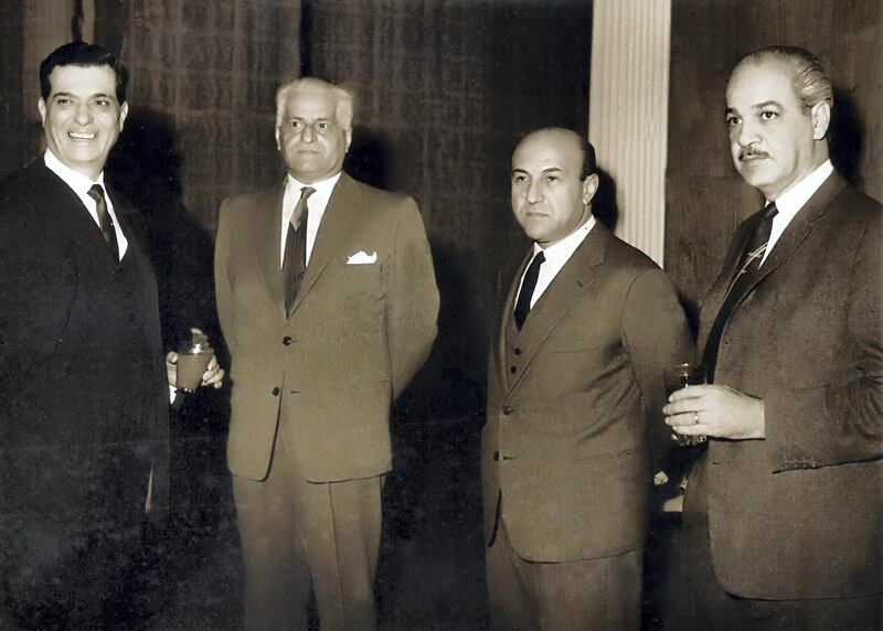 Yusuf Beidas (L) at the Phoenicia Intercontinental hotel in Beirut in the 1960s. Next to Bedas is Lebanese businessman Najib Salha (2nd L), a major shareholder in the hotel, and property magnet Abdallah Khoury.