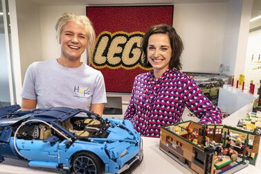 Lego is being used to help improve communication in children with autism spectrum disorders. Emily Alderson, speech therapist at Hope Abilitation Medical Centre, (left) and Urszula Bieganska, head of marketing for Lego in the Mena region. Antonie Robertson / The National