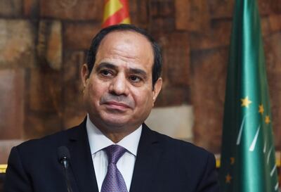 Egyptian President and African Union Chairman Abdel Fattah al-Sisi giveS a joint press conference with the Ivorian president at the presidential palace in Abidjan, on April 11, during the Egyptian president's visit to Ivory Coast.
  / AFP / ISSOUF SANOGO
