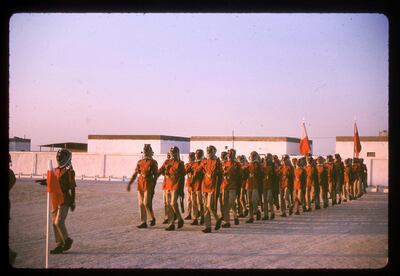 The Abu Dhabi Defence Force marching in new uniforms in 1966. Photo: Nick Cochrane-Dyet