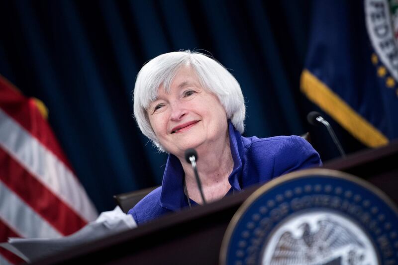 (FILES) In this file photo taken on December 13, 2017 Federal Reserve Board Chair Janet Yellen speaks during a briefing at the US Federal Reserve in Washington, DC.. President-elect Joe Biden will nominate former Federal Reserve Chair Janet Yellen to head the US Treasury, a financial source with knowledge of the incoming administration's decision said November 23, 2020.
If confirmed by the Senate, the 74-year-old would make history as the first female head of the department, and be tasked with steering the world's largest economy as it struggles with mass layoffs and a sharp growth slowdown caused by the Covid-19 pandemic.
 / AFP / Brendan Smialowski
