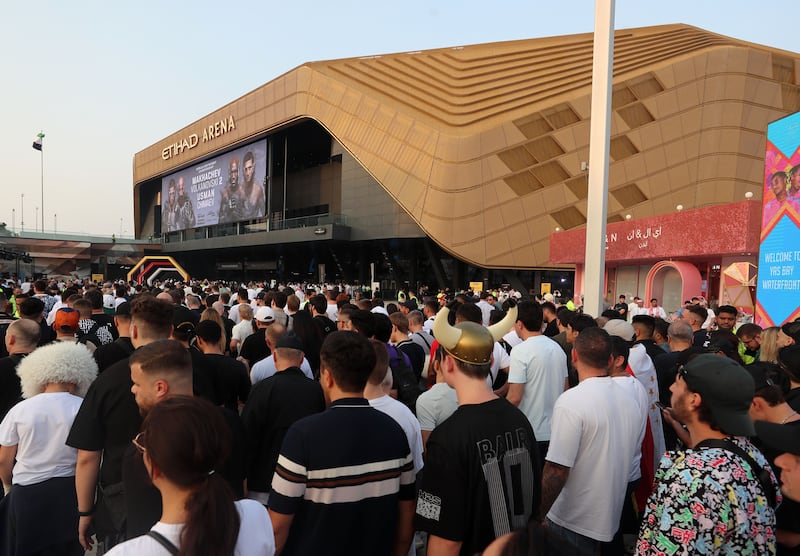 Fans arrive at the Etihad Arena for UFC 294 in Abu Dhabi