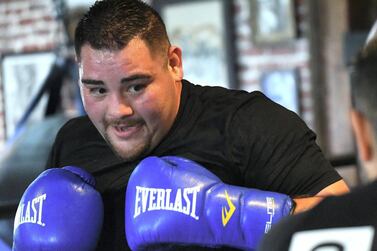Andy Ruiz works in the ring during a media day workout for his April 20 fight against Alexander Dimitrenko, at Fortune Gym in Los Angeles, California. Getty Images