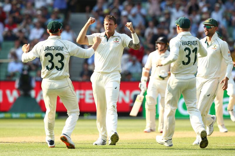 James Pattinson celebrates before the lbw decision was overturned at the Melbourne Cricket Ground. Getty Images