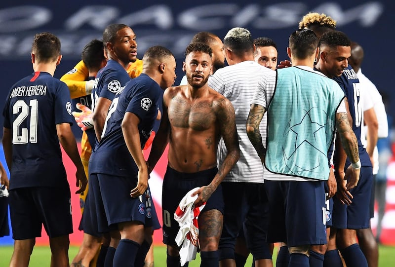 PSG celebrate  at the end of the game. EPA
