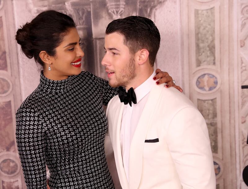 Chopra and Jonas attend the Ralph Lauren fashion show during New York Fashion Week on September 7, 2018, in New York City. Getty via AFP