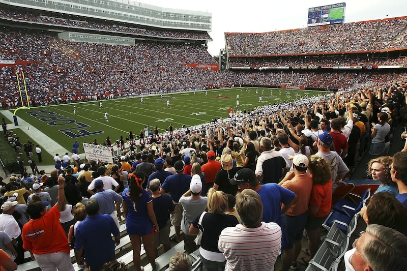 GAINESVILLE, FL - SEPTEMBER 9:  A general view as the University of Central Florida Golden Knights receive the kick-off against the University of Florida Gators at Ben Hill Griffin Stadium on September 9, 2006 in Gainesville, Florida. (Photo by Doug Benc/Getty Images)