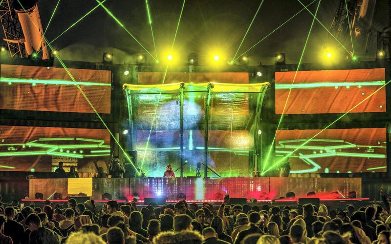 The first day of the MDL Beast festival in Riyadh, Saudi Arabia. The 3-day festival includes Internationally acclaimed DJ acts such as David Guetta and Steve Aioki. Courtesy MDL Beast