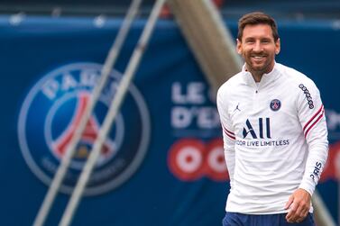 Paris Saint Germain's Lionel Messi attends a training session at the Camp des Loges sports complex near Paris, France, 19 August 2021.   EPA / CHRISTOPHE PETIT TESSON