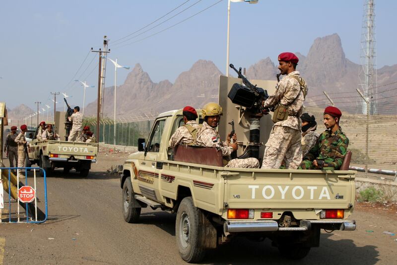 FILE PHOTO: Southern Yemeni separatist security members patrol a street during a campaign to seize unlicensed motorcycles in Aden, Yemen December 10, 2019. REUTERS/Fawaz Salman/File Photo