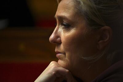 French far-right Rassemblement National (RN) party's president and MP Marine Le Pen attends a session of questions to the Government at the French National Assembly in Paris, on November 26, 2019.  / AFP / DOMINIQUE FAGET
