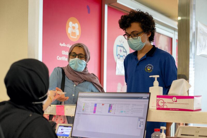 12-15 year olds receiving the Covid-19 Pfizer-BioNTech vaccine. Courtesy Dubai Media Office