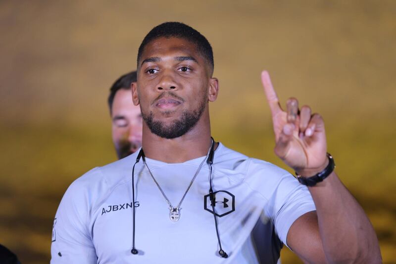 Anthony Joshua during the press conference for "Clash on the Dunes". EPA