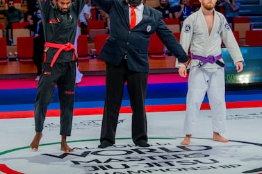 UAE’s Haitham Hanawi (in black) win gold at Abu Dhabi World Professional Jiu-Jitsu Championship. Photo: UAEJJF
