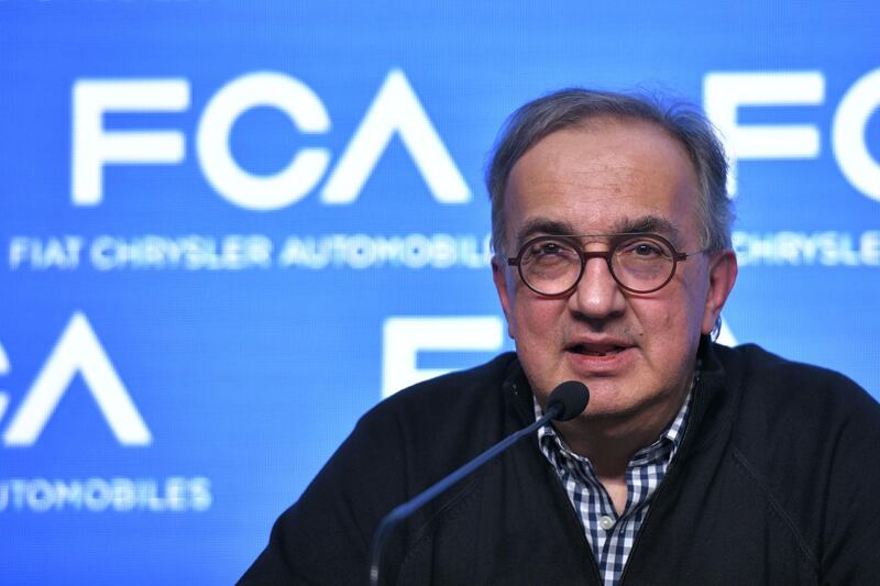 (FILES) In this file photo taken on June 1, 2018 FCA Fiat Chrysler Automobiles's Chief Executive Officer Sergio Marchionne speaks during a press conference after the FCA Capital Markets Day in Balocco. The boss of Fiat Chrysler (FCA) and Ferrari, the Italian-Canadian Sergio Marchionne, whose illness precipitated its departure, is a tough man who has straightened the Fiat group in 14 years to make it an international mastodon.  / AFP / Piero CRUCIATTI
