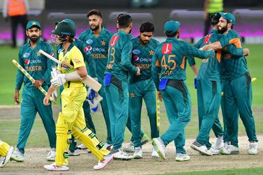 Pakistan and Australia pictured during their T20 clash at the Dubai International Cricket Stadium in October last year. AFP