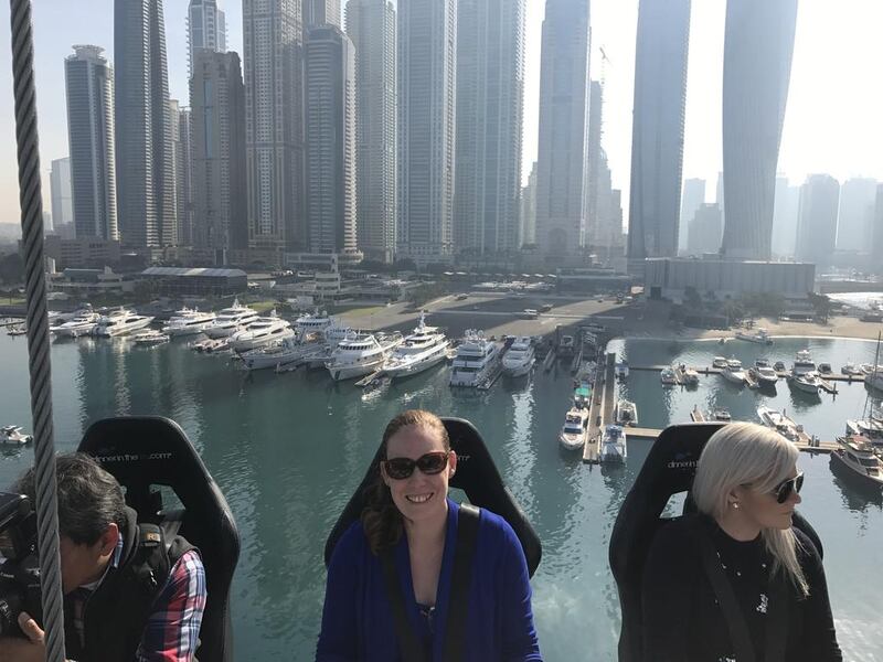 Melinda Healy enjoys the view out over the Arabian Gulf toward Atlantis, The Palm as the Dubai Marina glistens behind her. Courtesy Melinda Healy
