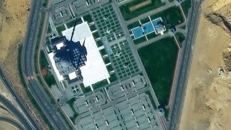 The largest mosque in Sharjah captured by Emirati satellite KhaliafSat. Mohammed bin Rashid Space Centre