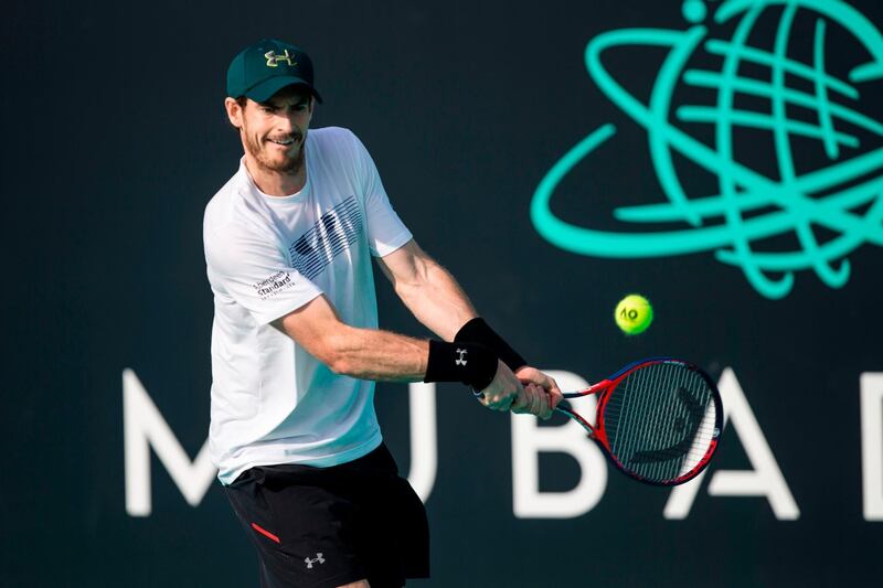 (FILES) This file photo taken on December 28, 2017 shows Andy Murray of Great Britain taking part in a tennis practice session in Abu Dhabi prior to heading to compete in the Australian Open on the sidelines of the Mubadala World Tennis Championship.

Andy Murray announced he had hip surgery in Australia on January 8, 2018 and is hoping to return to competitive tennis in time for the grasscourt season midway through the year. / AFP PHOTO / NEZAR BALOUT