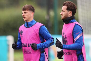 Mason Mount and Ben Chilwell during England's training on Monday. Getty