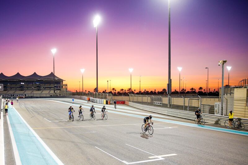 Cycling at Yas Marina Circuit.