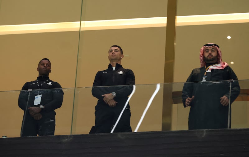 Al Nassr's Cristiano Ronaldo in the stands before the match. Reuters