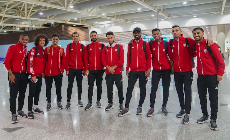 UAE players arrive in Doha ahead of their upcoming World Cup play-off against Australia. 