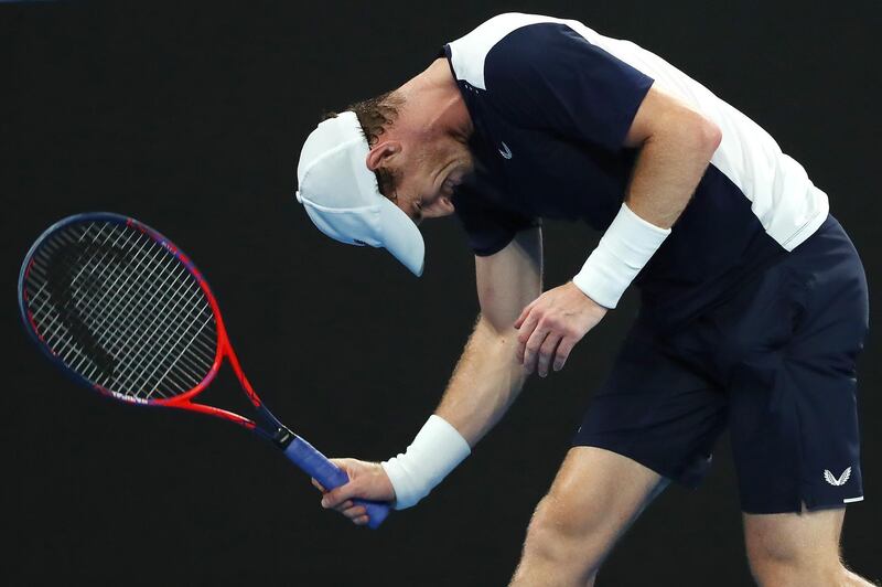 Andy Murray of Great Britain reacts in his first round match against Roberto Bautista Agut of Spain during day one of the 2019 Australian Open at Melbourne Park in Melbourne, Australia.  Getty Images