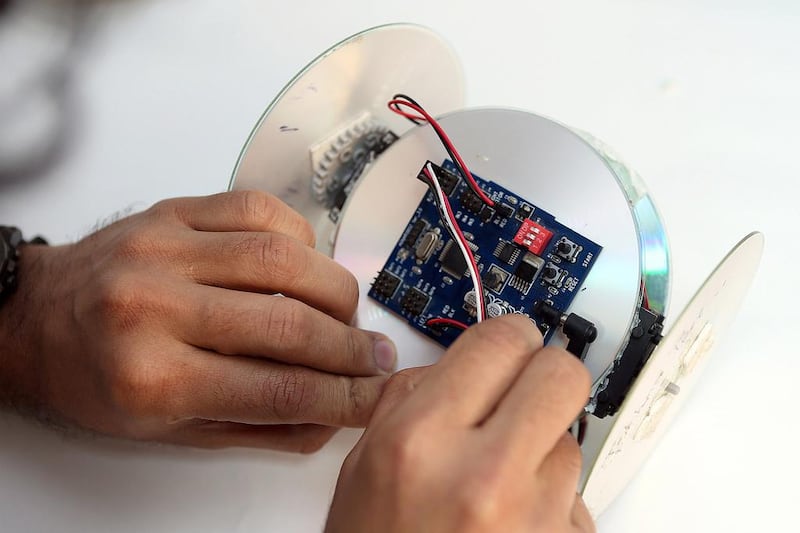 A CD robotic kit designed by Junkbot. Satish Kumar / The National