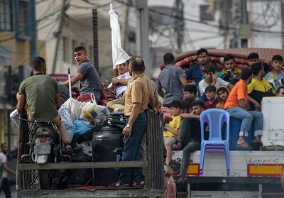 Residents evacuate Gaza city and the northern Gaza Strip. EPA