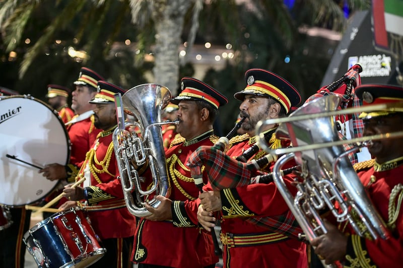 A band performs. 