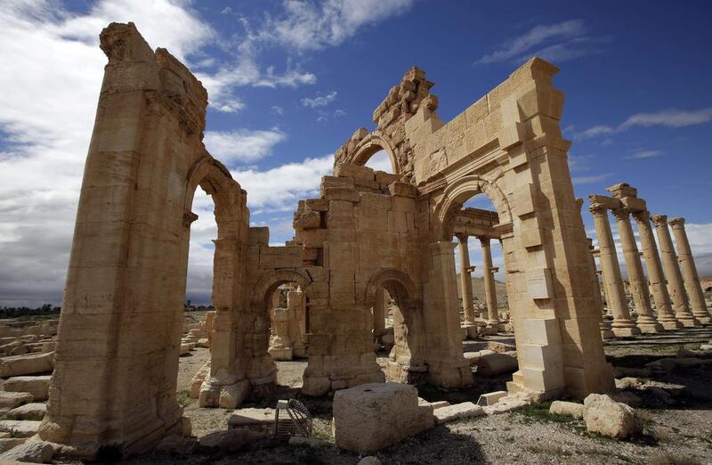 The courtyard of the sanctury of Baal Shamin in the ancient oasis city of Palmyra. ISIL blew up the temple in the UNESCO-listed site. Joseph Eid / AFP Photo