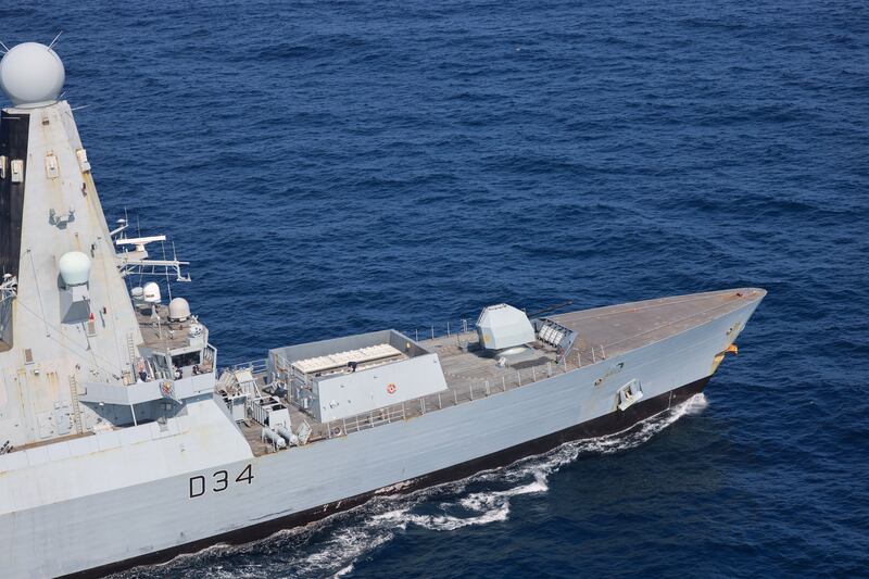 HMS Diamond in the Red Sea after more than half of UK export businesses reported they had been affected by disruption to shipping in the region since the war in Gaza broke out. PA