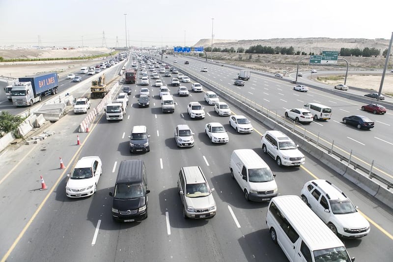 Drivers faced heavy going into Sharjah. Reem Mohammed / The National