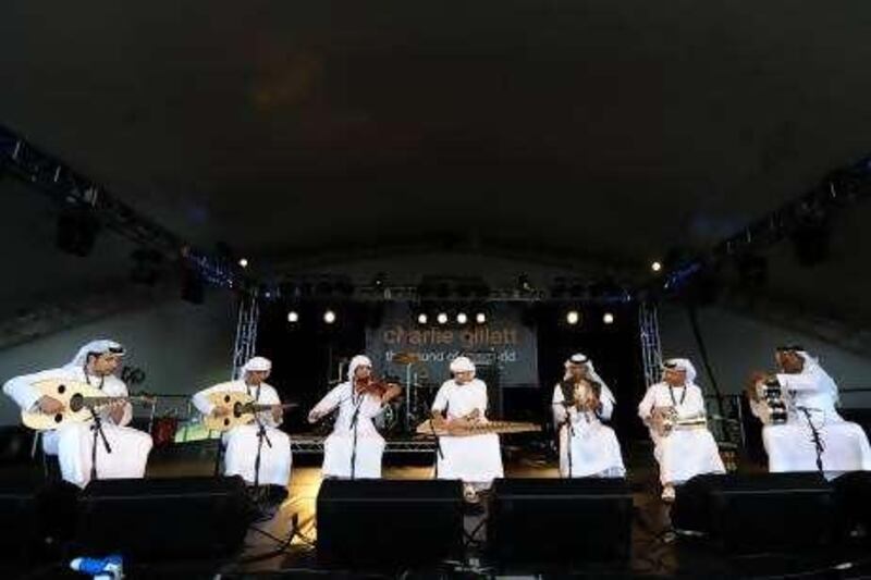 Takht Al Emarat perform on the second day of the Womad Festival, in Malmesbury in Wiltshire.