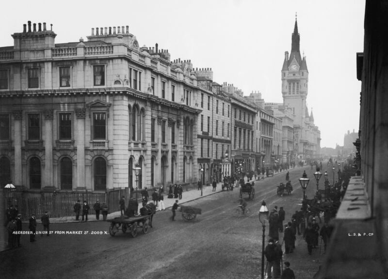 A view of Union Street towards the municipal buildings, Aberdeen, circa 1895. Getty Images