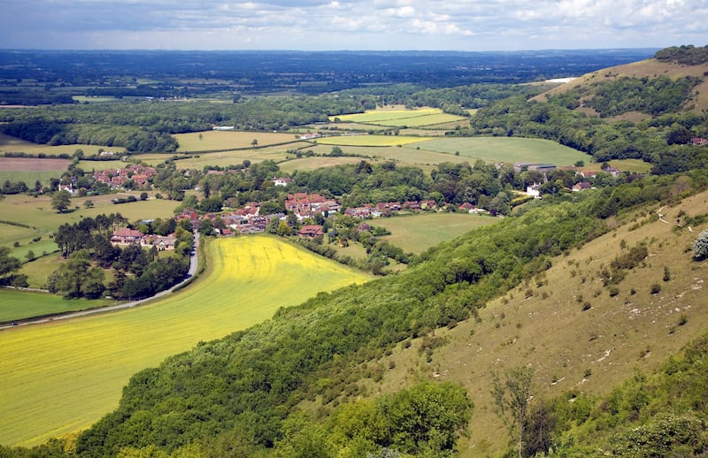 Nucleated spring line village of Poynings set in the clay farmland of the Weald, West Sussex, England. (Photo By: Geography Photos/UIG via Getty Images) *** Local Caption ***  bz17ap-NEWPG4.jpg