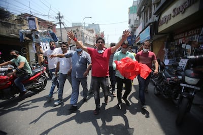 Indians shout slogans against the Chinese government in Jammu, India, Wednesday, June 17, 2020. As some commentators clamored for revenge, India's government was silent Wednesday on the fallout from clashes with China's army in a disputed border area in the high Himalayas that the Indian army said claimed 20 soldiers' lives. An official Communist Party newspaper said the clash occurred because India misjudged the Chinese armyâ€™s strength and willingness to respond. (AP Photo/Channi Anand)