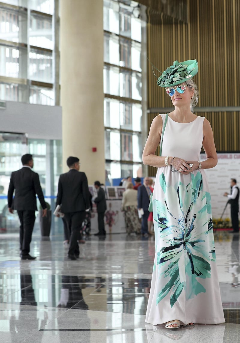 Dubai, United Arab Emirates - March 17, 2019: Monica Mayr enjoys her day at the Dubai World Cup. Saturday the 30th of March 2019 at Meydan Racecourse, Dubai. Chris Whiteoak / The National