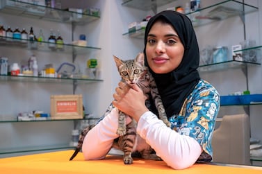 Dr Dhabia Al Qubaisi who started working with Animalia animal welfare as one of the first veterinary science graduates from the UAE University. Victor Besa / The National 