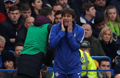 Soccer Football - Premier League - Chelsea vs West Ham United - Stamford Bridge, London, Britain - April 8, 2018   Chelsea manager Antonio Conte                Action Images via Reuters/Andrew Couldridge    EDITORIAL USE ONLY. No use with unauthorized audio, video, data, fixture lists, club/league logos or "live" services. Online in-match use limited to 75 images, no video emulation. No use in betting, games or single club/league/player publications.  Please contact your account representative for further details.