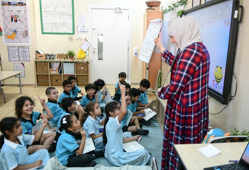 A teacher of an Islamic class at the British International School Abu Dhabi