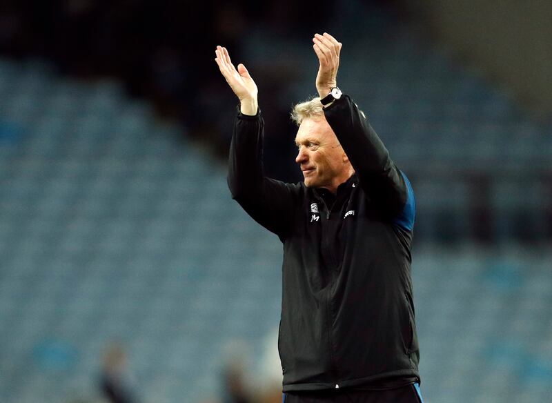 West Ham United manager David Moyes applauds fans after the win over Aston Villa on Sunday, October 31, 2021. Reuters